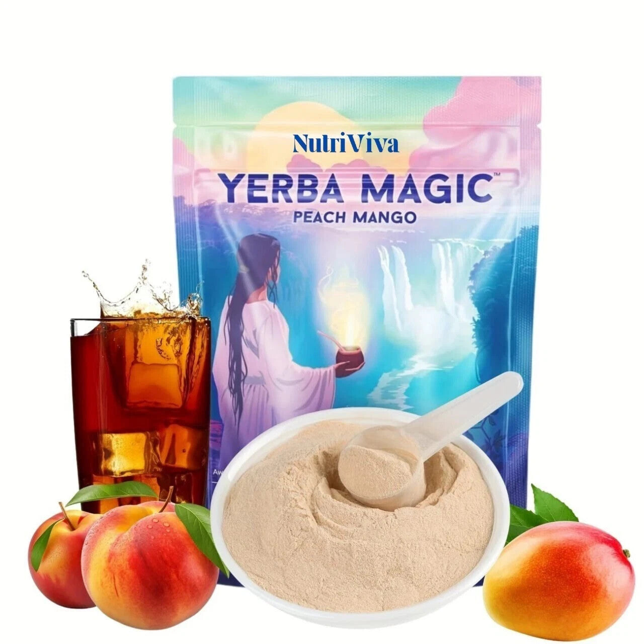 3X Yerba Magic Yerba Mate Instant Tea Powder - Peach Mango Flavors - 30 Servings