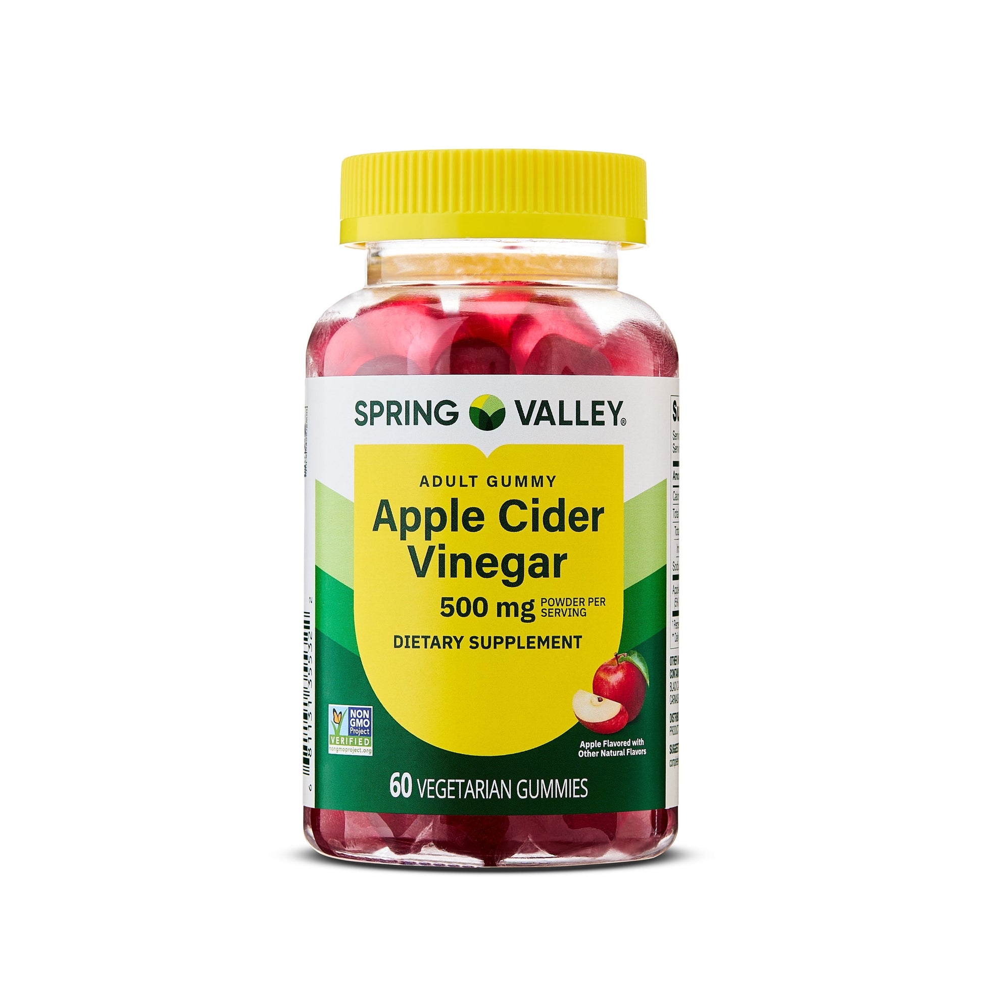 Non GMO Dietary Supplement Gummies, Apple Cider Vinegar, 500 Mg, 60 Count