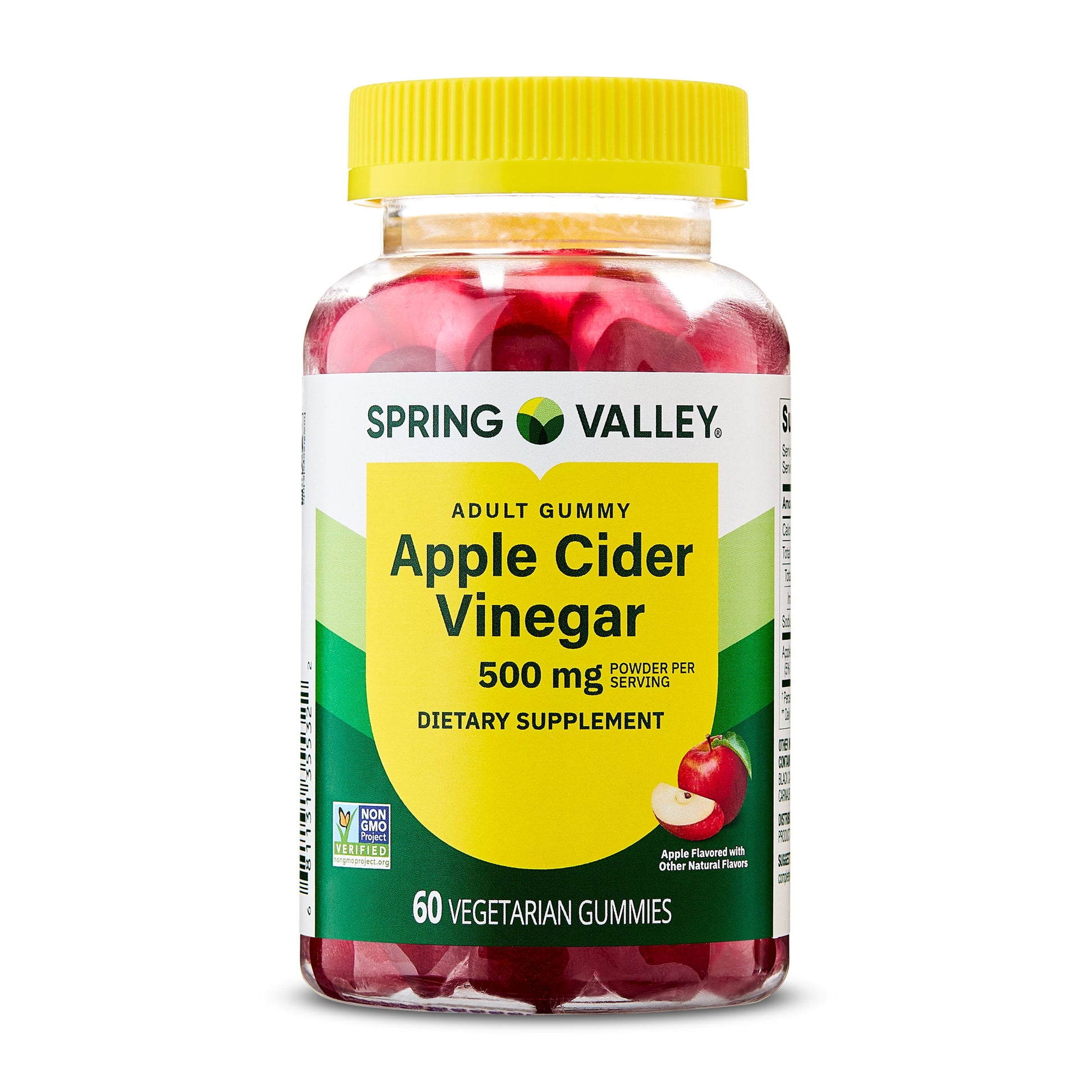 Non GMO Dietary Supplement Gummies, Apple Cider Vinegar, 500 Mg, 60 Count