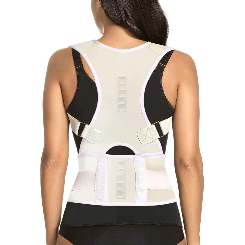 Thoracic Back Brace Posture Corrector - Magnetic Support for Neck Shoulder Upper and Lower Back Pain Relief - Adjustable Belt