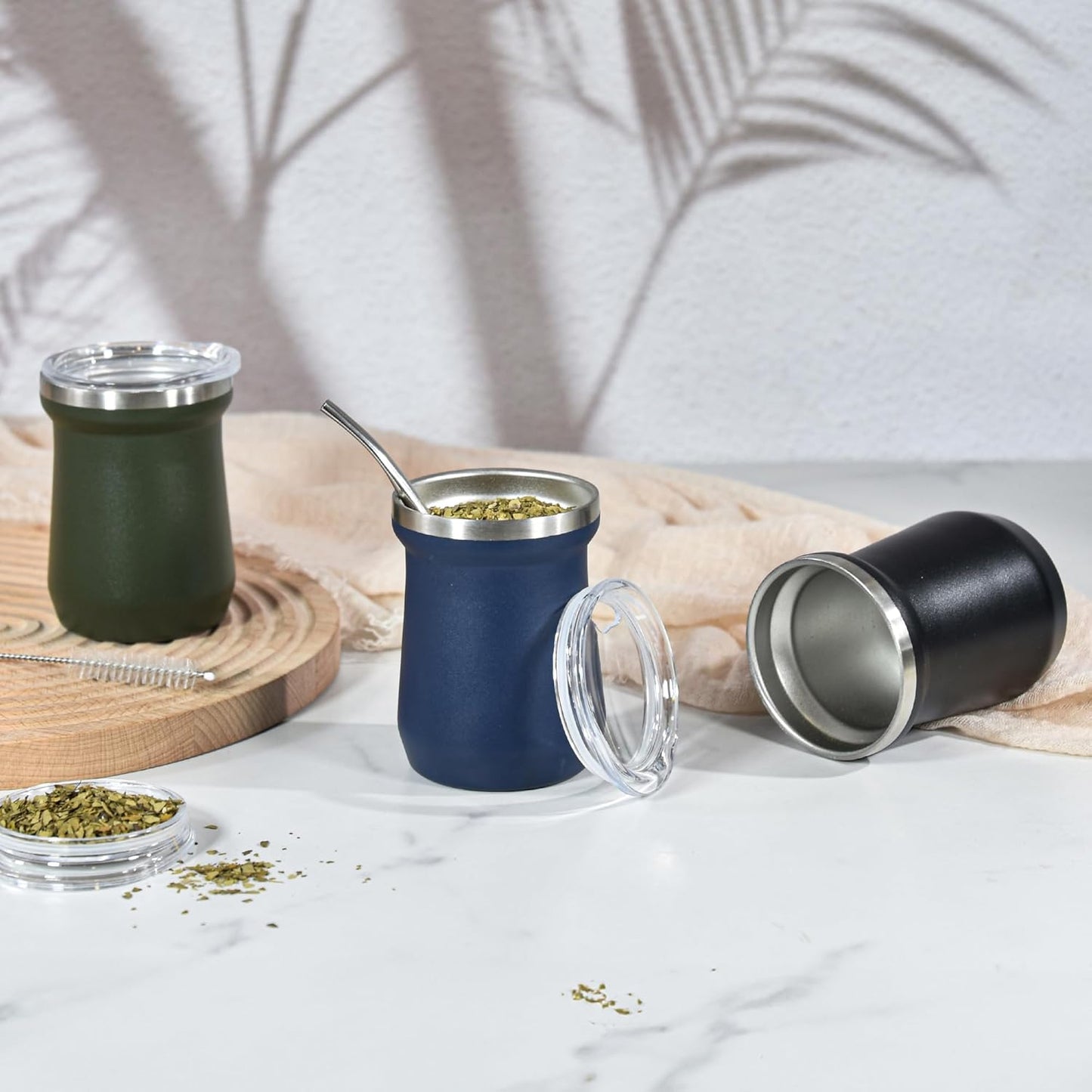 Yerba Mate Cup 5 Oz, Yerba Mate Gourd and Bombilla Straw Set, Stainless Steel Do
