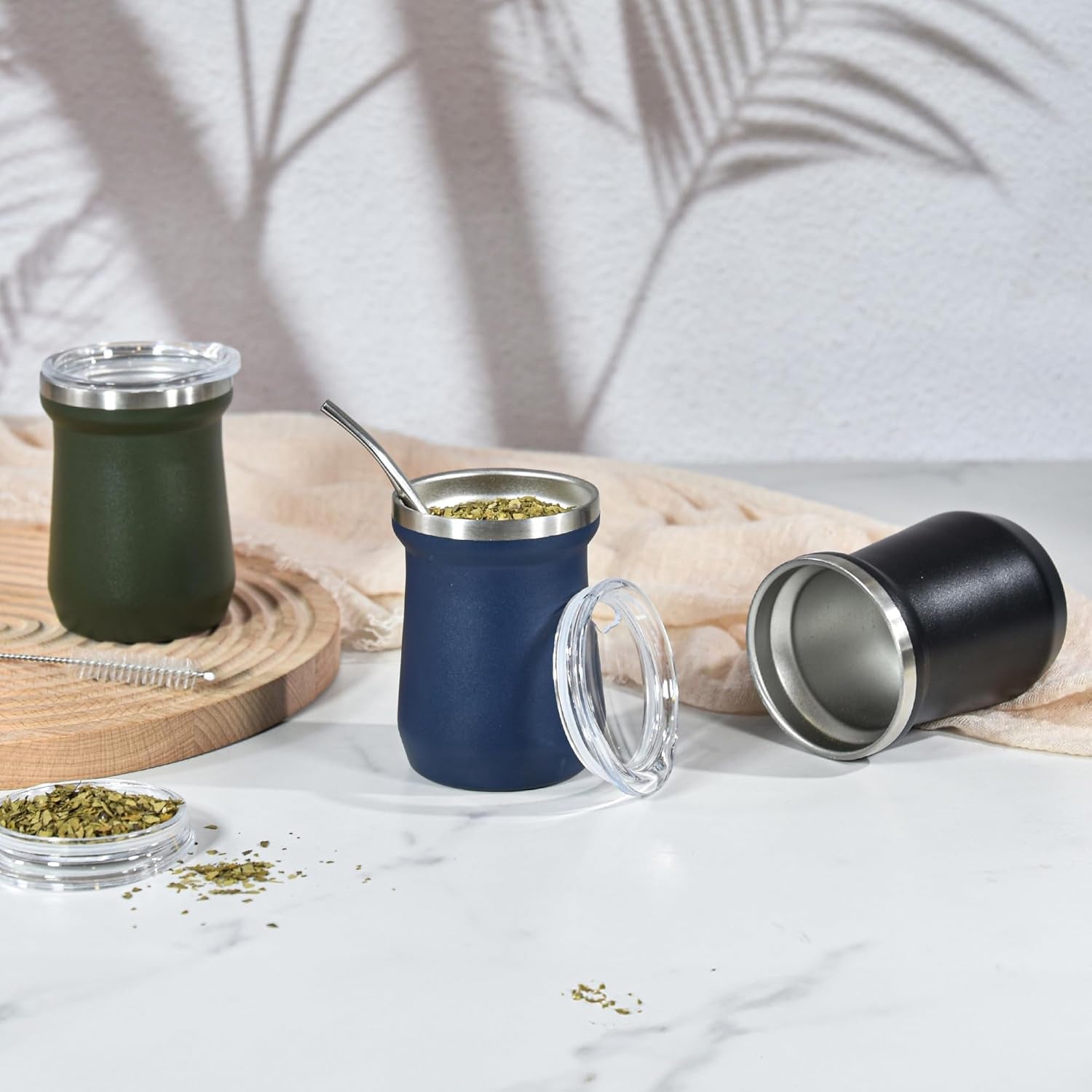 Yerba Mate Cup 5 Oz, Yerba Mate Gourd and Bombilla Straw Set, Stainless Steel Do