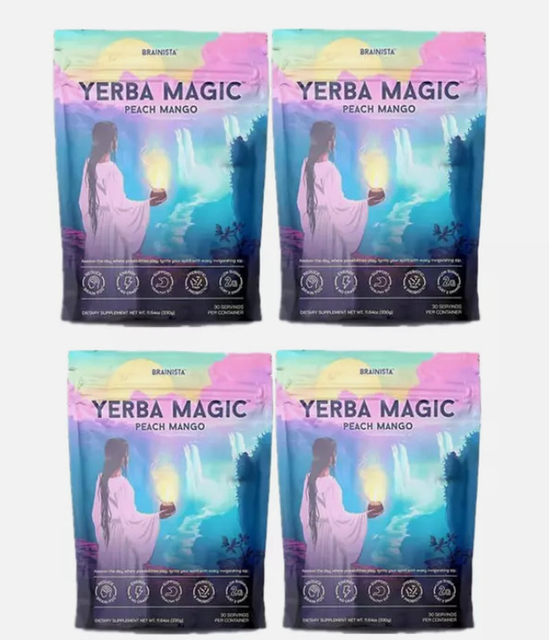 3X Yerba Magic Yerba Mate Instant Tea Powder - Peach Mango Flavors - 30 Servings