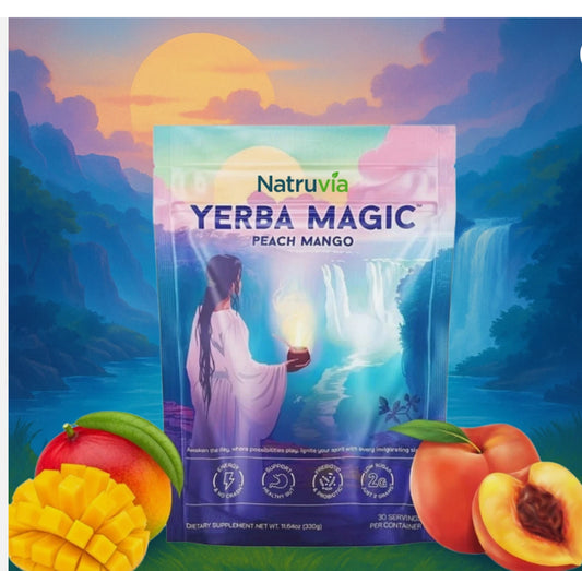 3X Yerba Magic Yerba Mate Instant Tea Powder - Peach Mango Flavors - 30 Servings