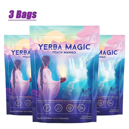 3X Yerba Magic Yerba Mate Instant Tea Powder - Peach Mango Flavors - 30 Servings