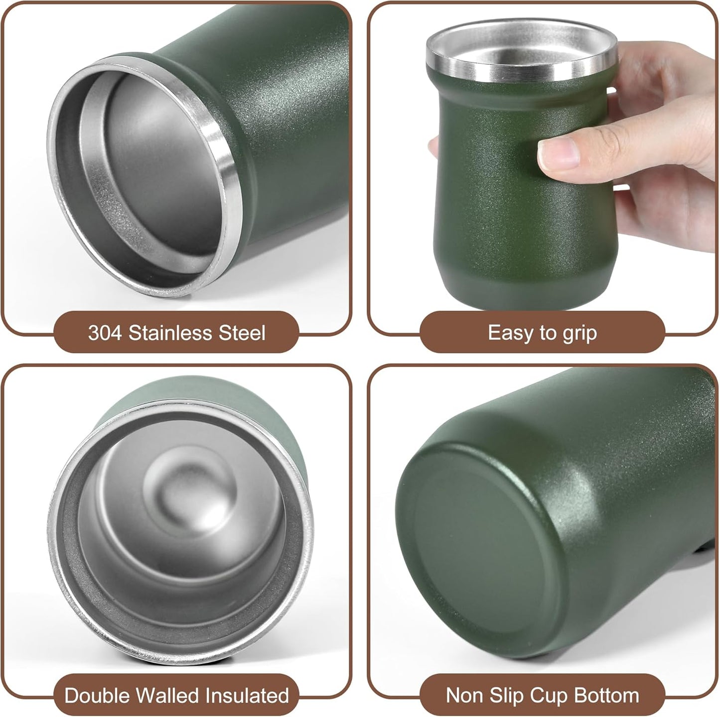Yerba Mate Cup 5 Oz, Yerba Mate Gourd and Bombilla Straw Set, Stainless Steel Do