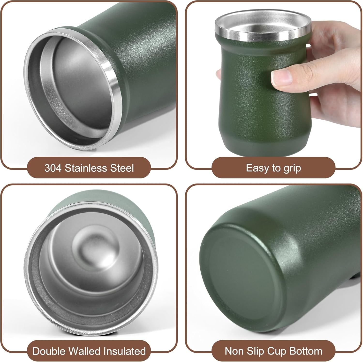 Yerba Mate Cup 5 Oz, Yerba Mate Gourd and Bombilla Straw Set, Stainless Steel Do
