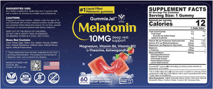Melatonin 10Mg Gummies for Adults, with L-Theanine, Ashwagandha, B6, Methyl B12, 1Pack
