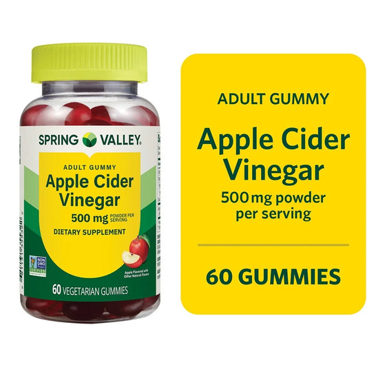 Non GMO Dietary Supplement Gummies, Apple Cider Vinegar, 500 Mg, 60 Count