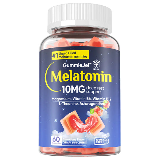 Melatonin 10Mg Gummies for Adults, with L-Theanine, Ashwagandha, B6, Methyl B12, 1Pack
